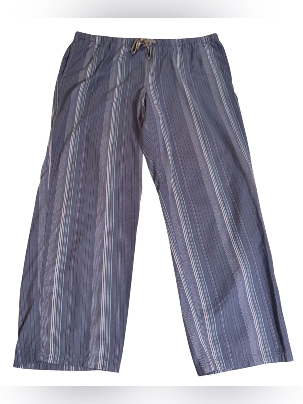 Life Is Good Womens X-Large Blue Stripe Pajama Pants Cotton Drawstring Lounge PJ